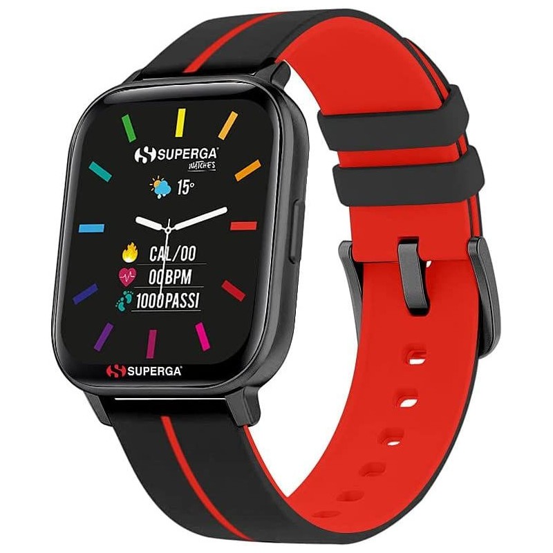 SMARTWATCH SWT-STC018 INK CINTURINO SILICONE NERO-ROSSO  CASSA ALLUMINIO