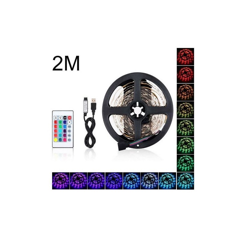 STRISCIA LED STRIP ADESIVA LUCE RGB INGRESSO USB 2M FLESSIBILE TAGLIABILE AB-Z811