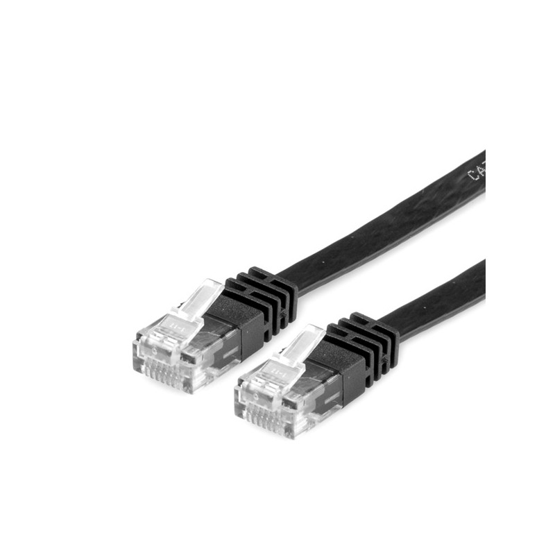 CAVO RETE UTP CAT6A 2MT FLAT NERO NO SCHERMATO VALUE