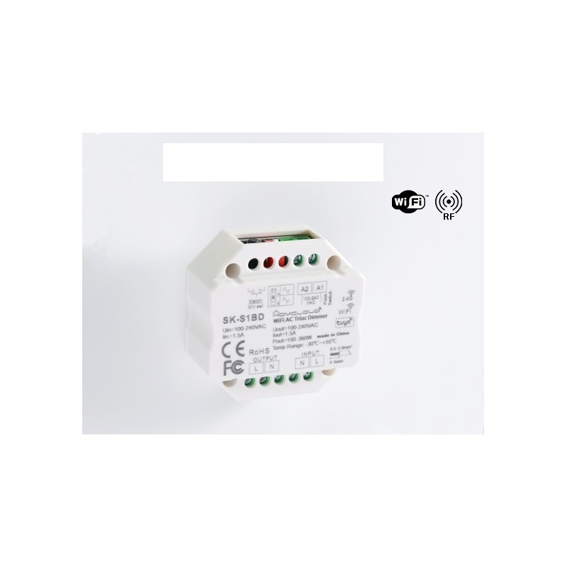 MODULO SMART DIMMER 220V AC TRIAC 1CHX15A WI-FI+RF 24G SK-S1BD