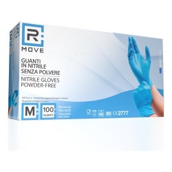 GUANTI IN NITRILE USO MEDICO SENZA POLVERE - 1CONF DA 100PZ - TAGLIA M - 6GR DA LAVORO - BLU