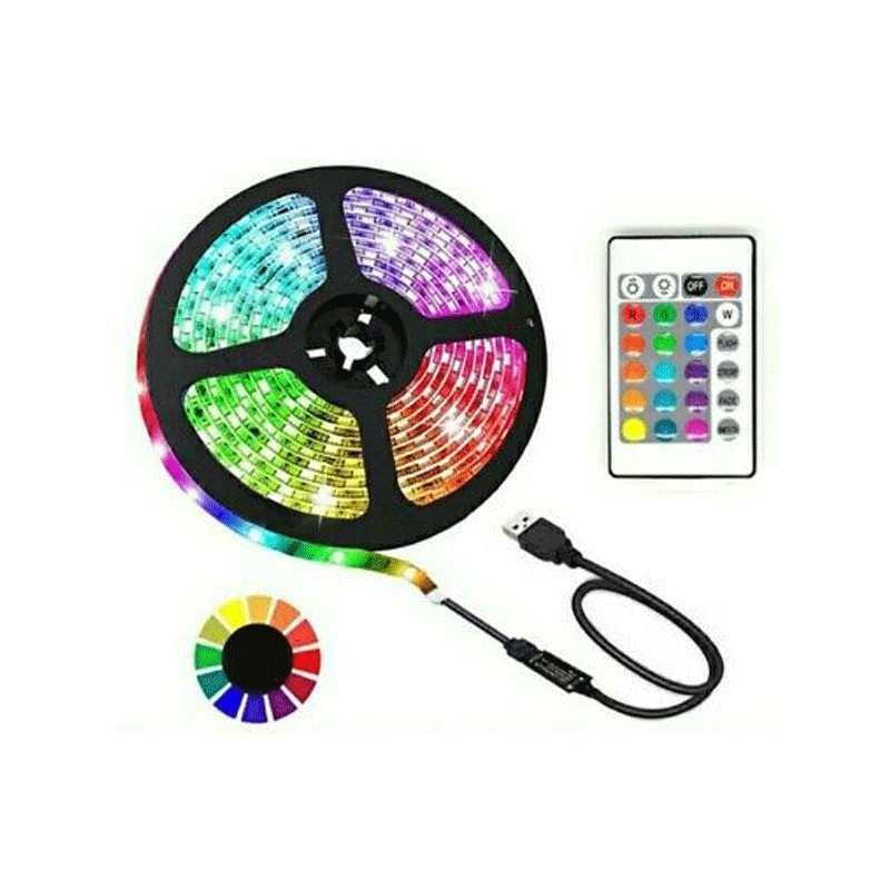 STRISCIA LED STRIP ADESIVA LUCE RGB INGRESSO USB 3M FLESSIBILE TAGLIABILE 5050RGB