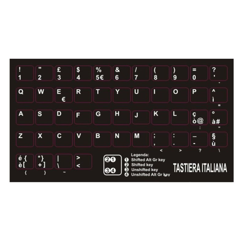 ADESIVI TASTIERA ITALIANA STICKERS NETBOOKNOTEBOOK - TASTI PICCOLI ITA