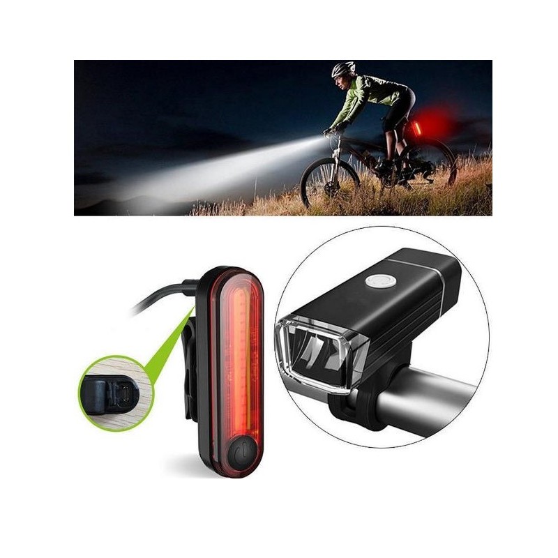 SET DI LUCI PER BICICLETTE - BICYCLE LIGHT SET USB Q-BK017