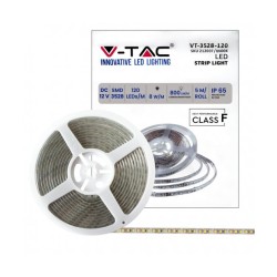 STRISCIA LED VT-3528 120LEDM 12V STRIP 5MT 8WM BIANCO FREDDO 6500K IP65 212037